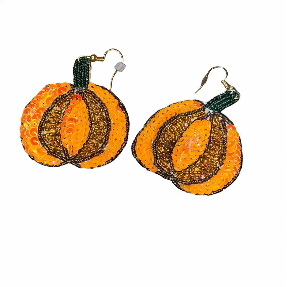 Handmade Fall Halloween pumpkin earrings